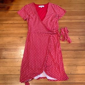 Like New Loft Wrap Dress in Fun Red Color